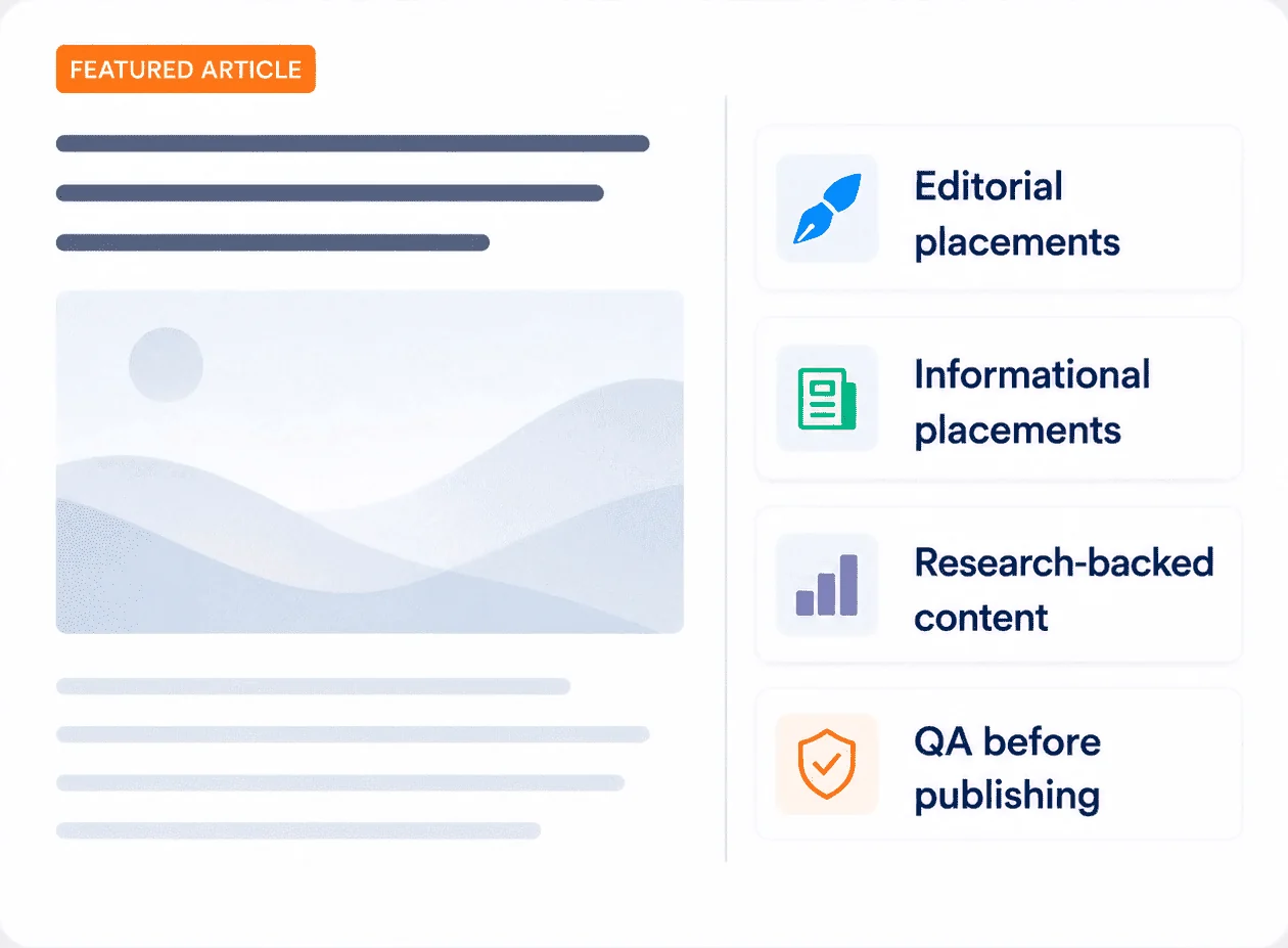 Rank Engine content standards graphic for editorial and informational placements