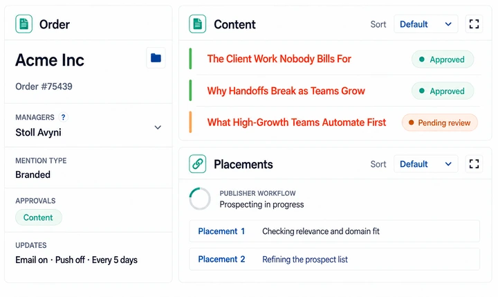 Rank Engine order management and placement review interface