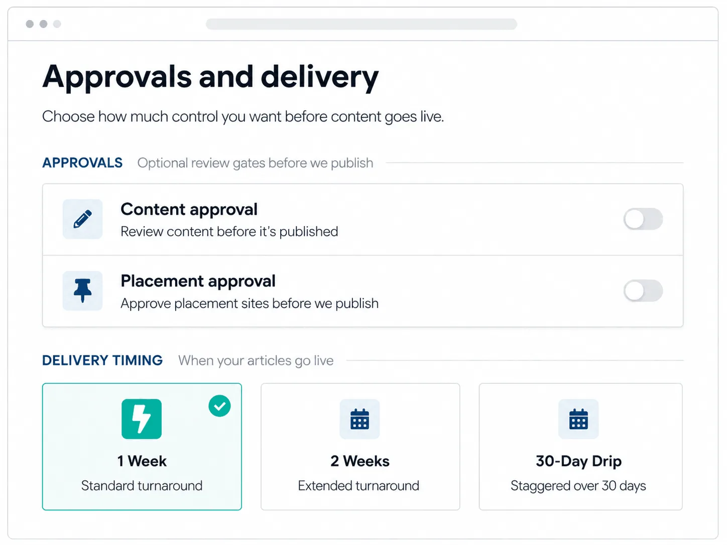 Rank Engine approval controls for content and placement review